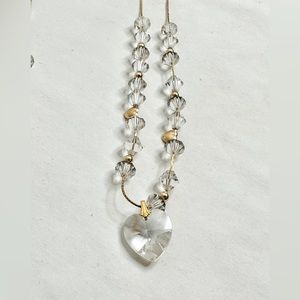 VINTAGE 1989 gold plated necklace.crystal and gold beads.shiny chic